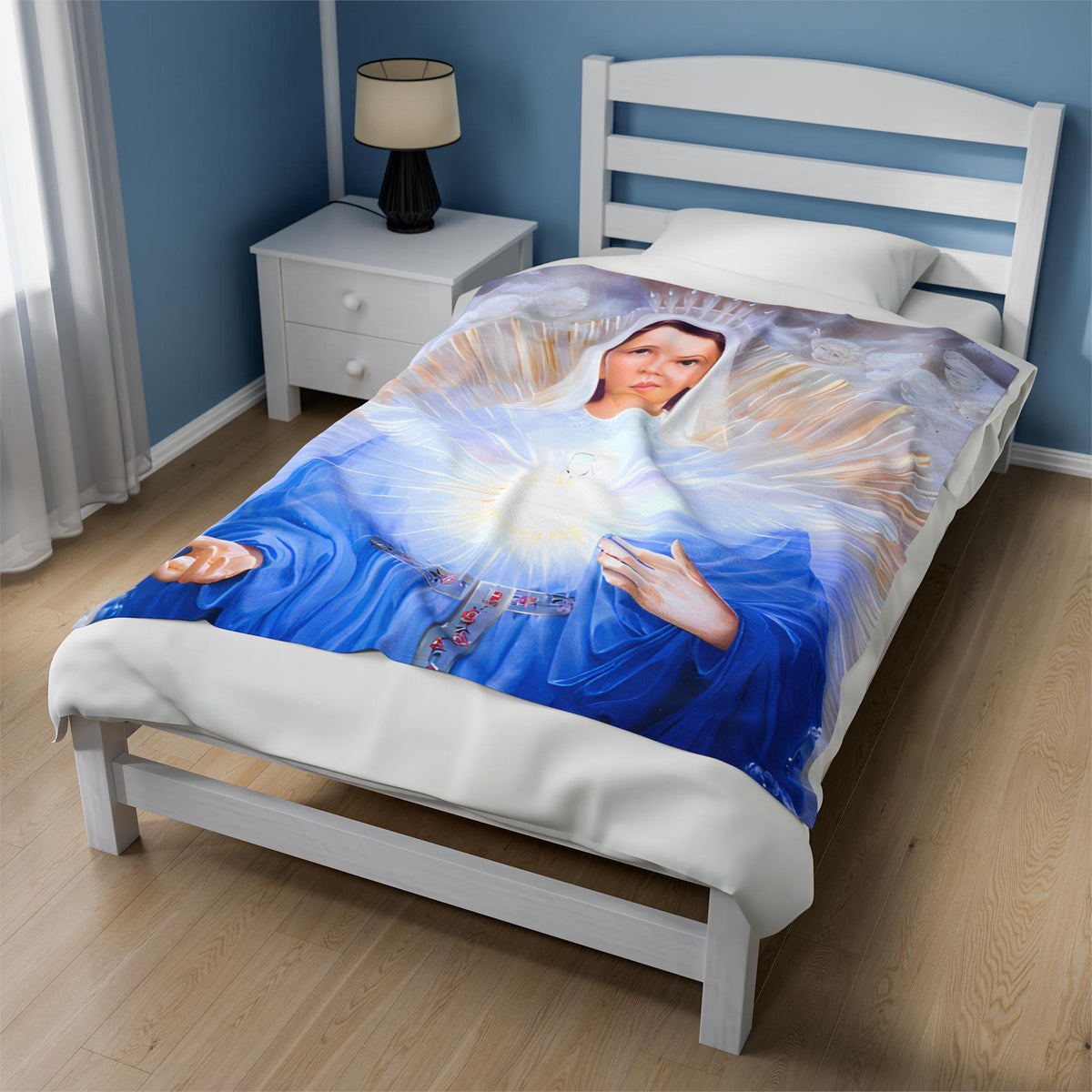 Mary Mother of the Eucharist Catholic Plush Blanket, Mary Queen of Heaven and Eucharist Christmas Gift, Marian Devotion Gift for Mothers Day