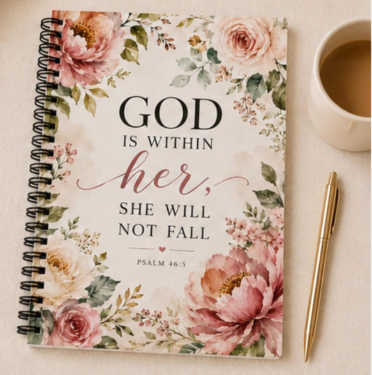 God Is Within Her Journal, Psalm 46:5 Christian Notebook