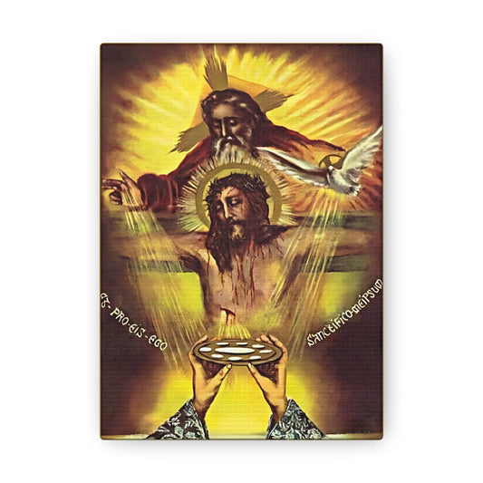 Catholic Mass Holy Trinity Canvas, Father Son Holy Spirit, Holy Eucharist Prayer Altar religious artwork gift