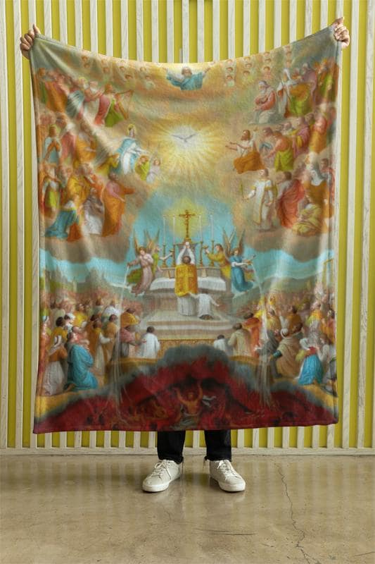 Catholic Mass Plush Blanket, Communion of the Saints