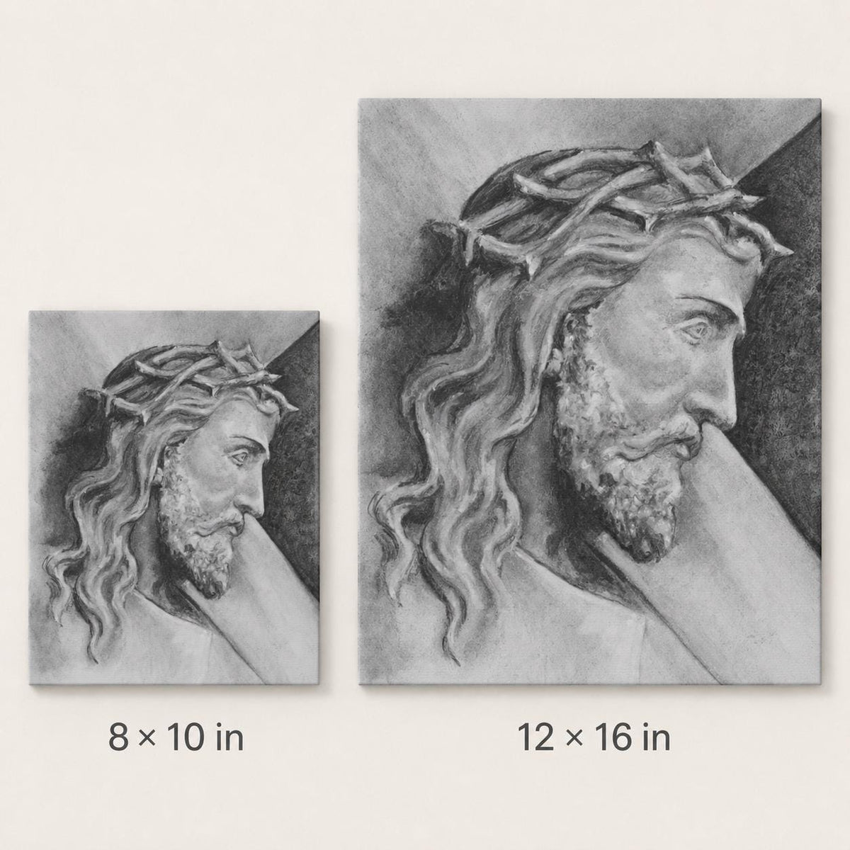Shoulder the Cross canvas print, Christ carrying the cross sacred art sketch — Catholic gift from Glory Be Gifts – view 10