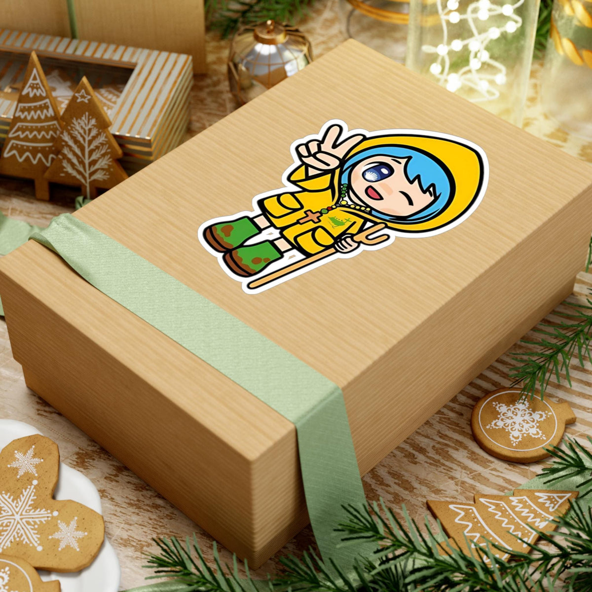 Luce winking Jubilee Year mascot sticker, waterproof vinyl decal — Catholic gift from Glory Be Gifts – view 3