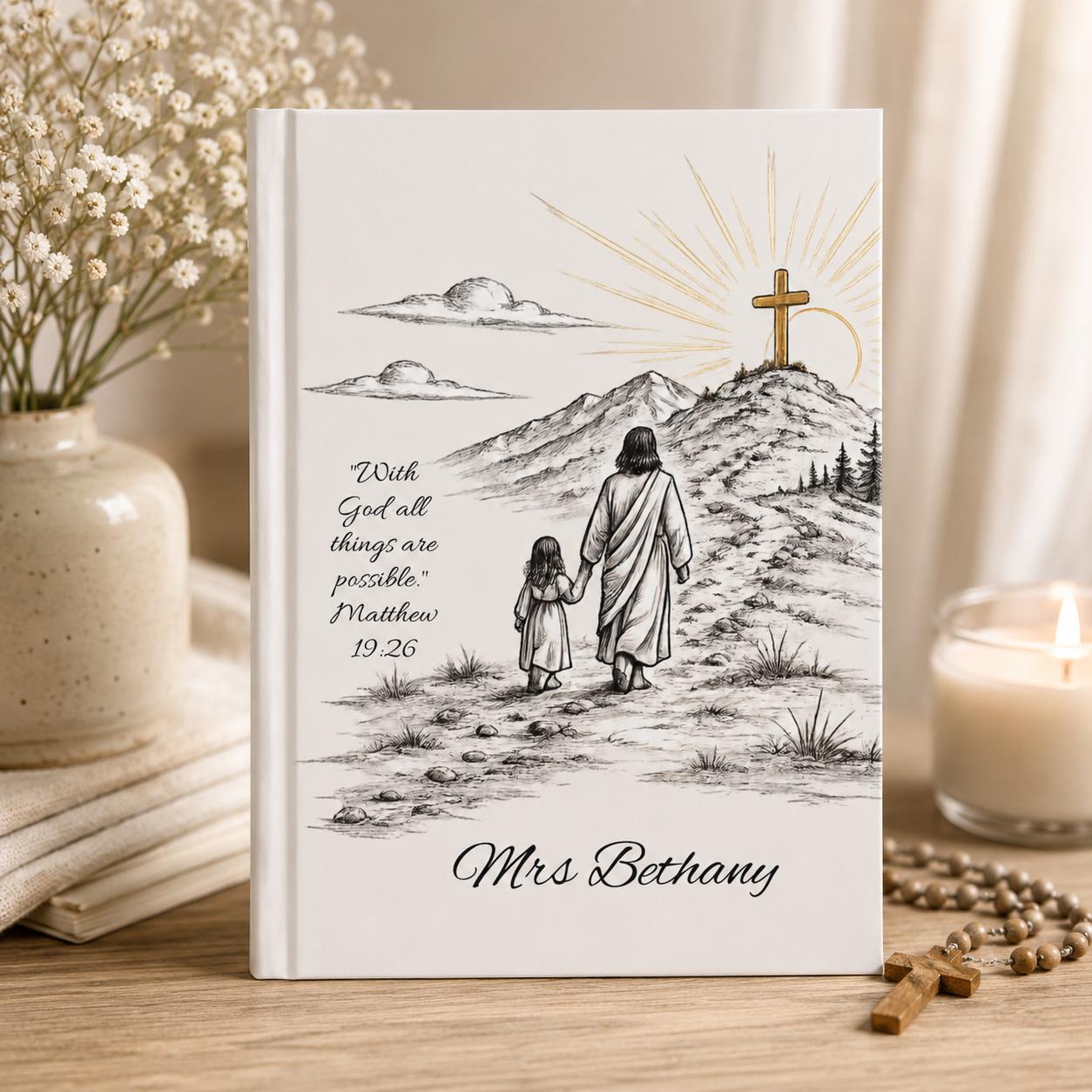 Personalized Walking with Jesus Hardcover Journal | Faith Gift