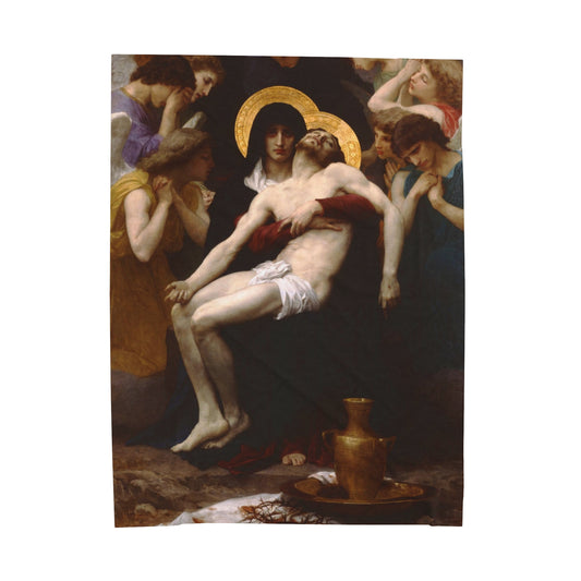 The Pieta Catholic Plush Blanket by William Bouguereau, Religious Home Decor for Couch or Bedding, Christmas Gift Idea for Christian