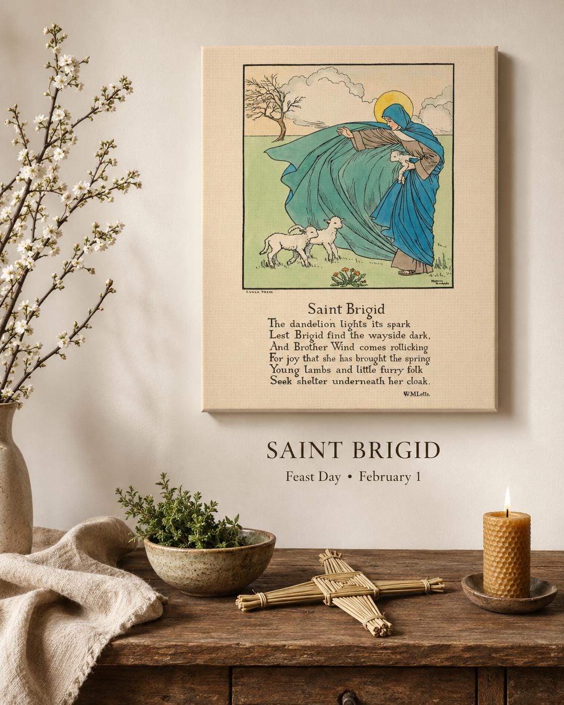 Saint Brigid Catholic Wall Art, Confirmation Gift