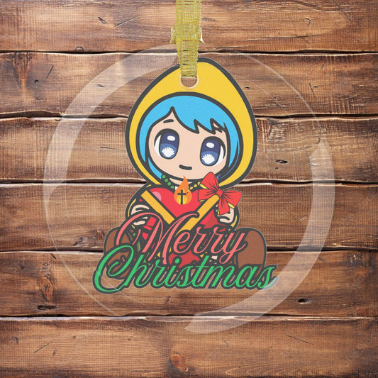 Luce Merry Christmas Catholic Jubilee Mascot Christmas Glass Ornament, Religious Gift for Catholic, Funny Anime home tree decor
