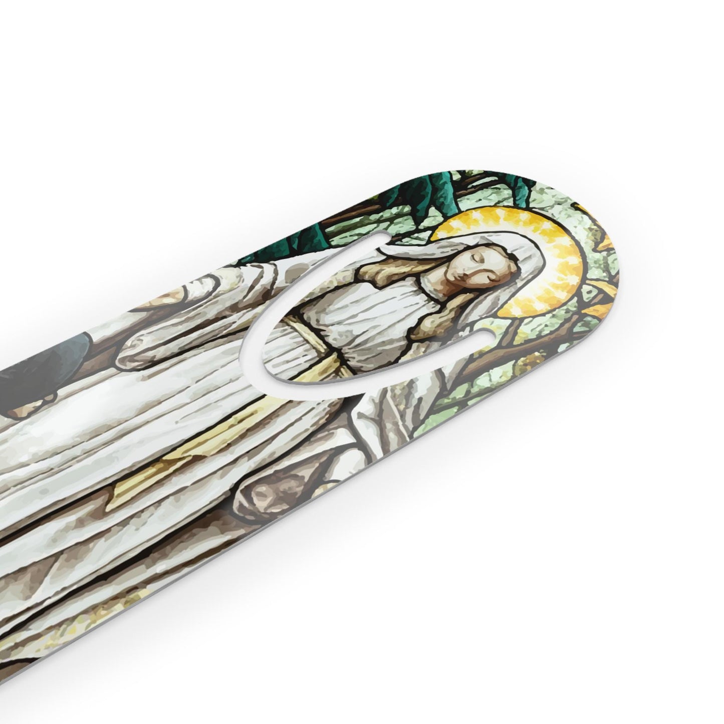 Our Lady of Champion stained glass style bookmark, Marian apparition art — Catholic gift from Glory Be Gifts – view 4