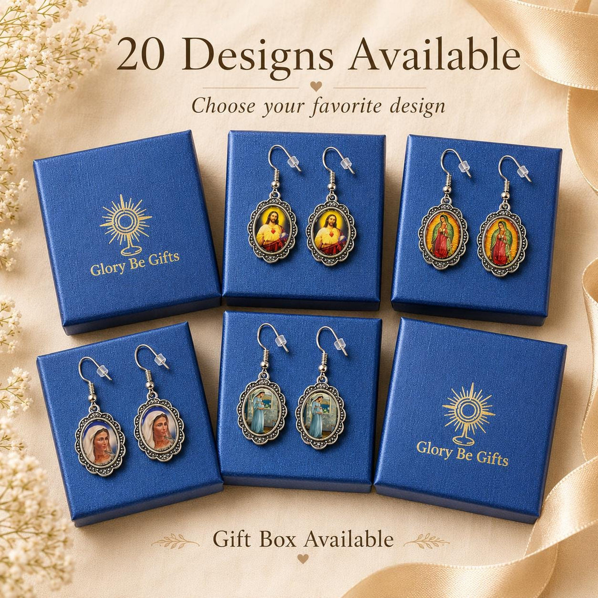 Catholic saint medal earrings — additional product photo