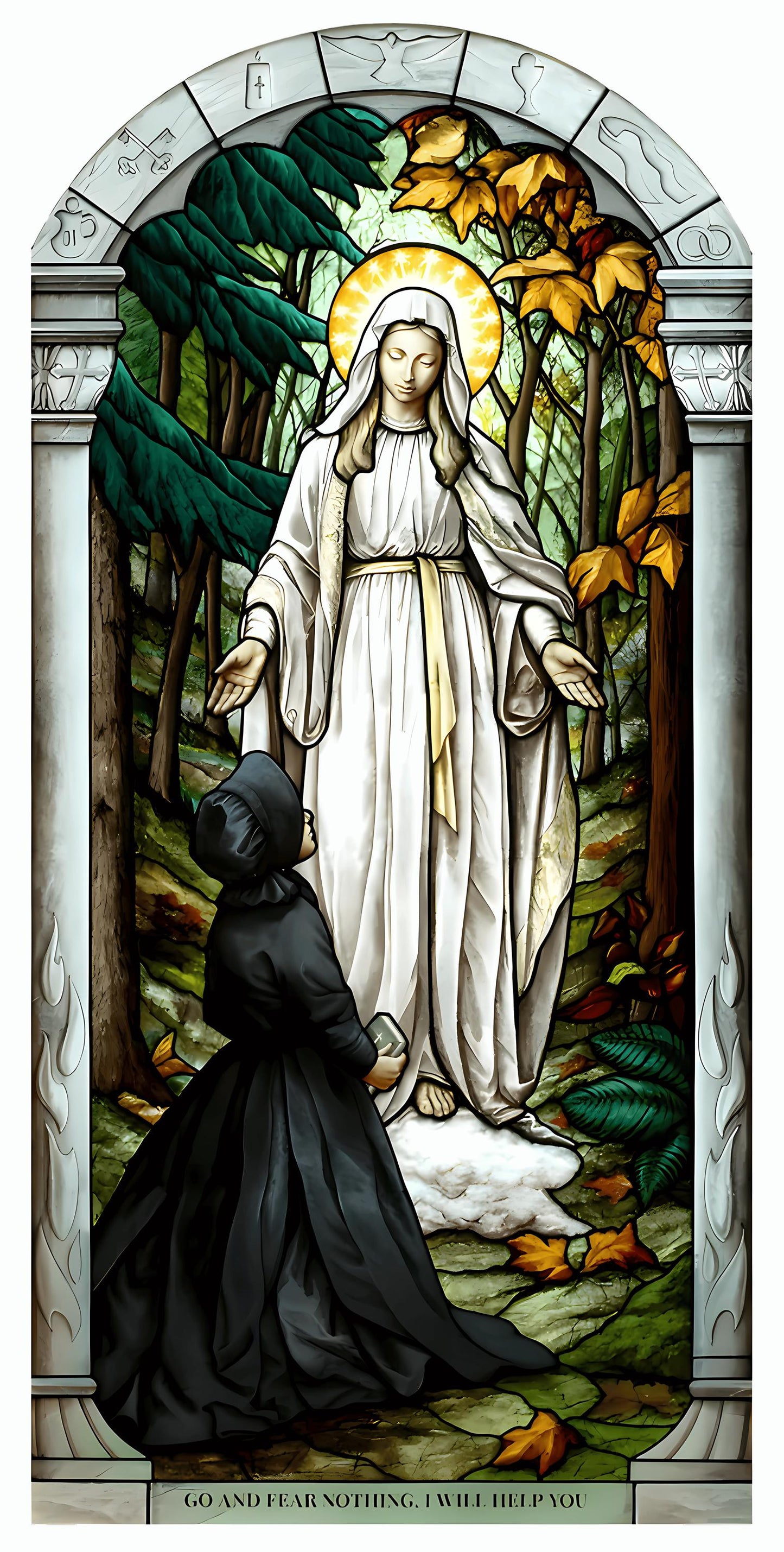 Our Lady of Champion Digital Download, Catholic Stained Glass, Religious Art for wallart canvas or greeting card sticker
