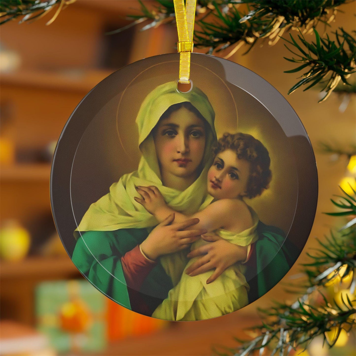 Our Lady of Schoenstatt Catholic Glass Ornament