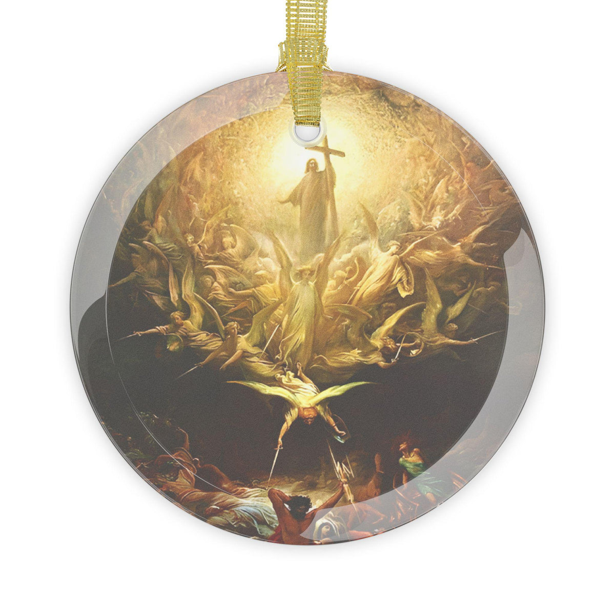 Triumph Over Paganism Catholic Glass Christmas Ornament