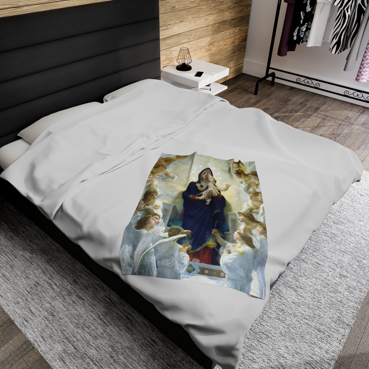 Our Lady Queen of Angels Thick Plush Blanket