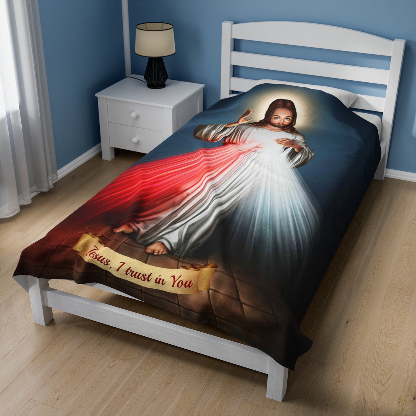 Divine Mercy Blankey, Religious Fuzzy Blankey, Catholic Blanket,