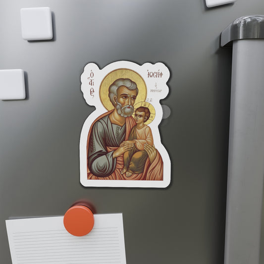 Magnetic Icon of Jesus and Joseph, Catholic Magnet, Orthodox Magnet, St Joseph and Child Jesus Icon, Confirmation Gift