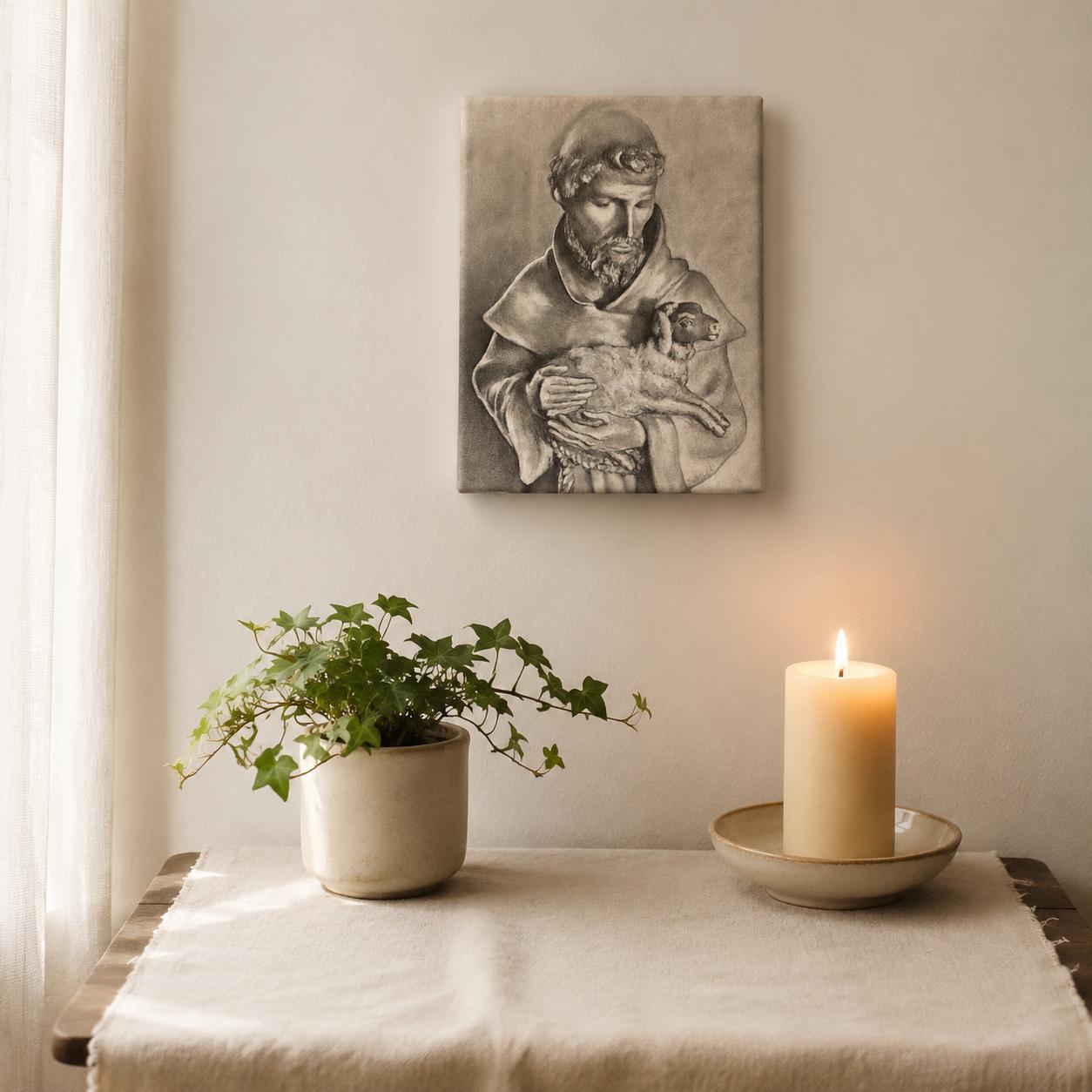 Saint Francis with Lamb Canvas Print – Brian Keliher Sacred Art
