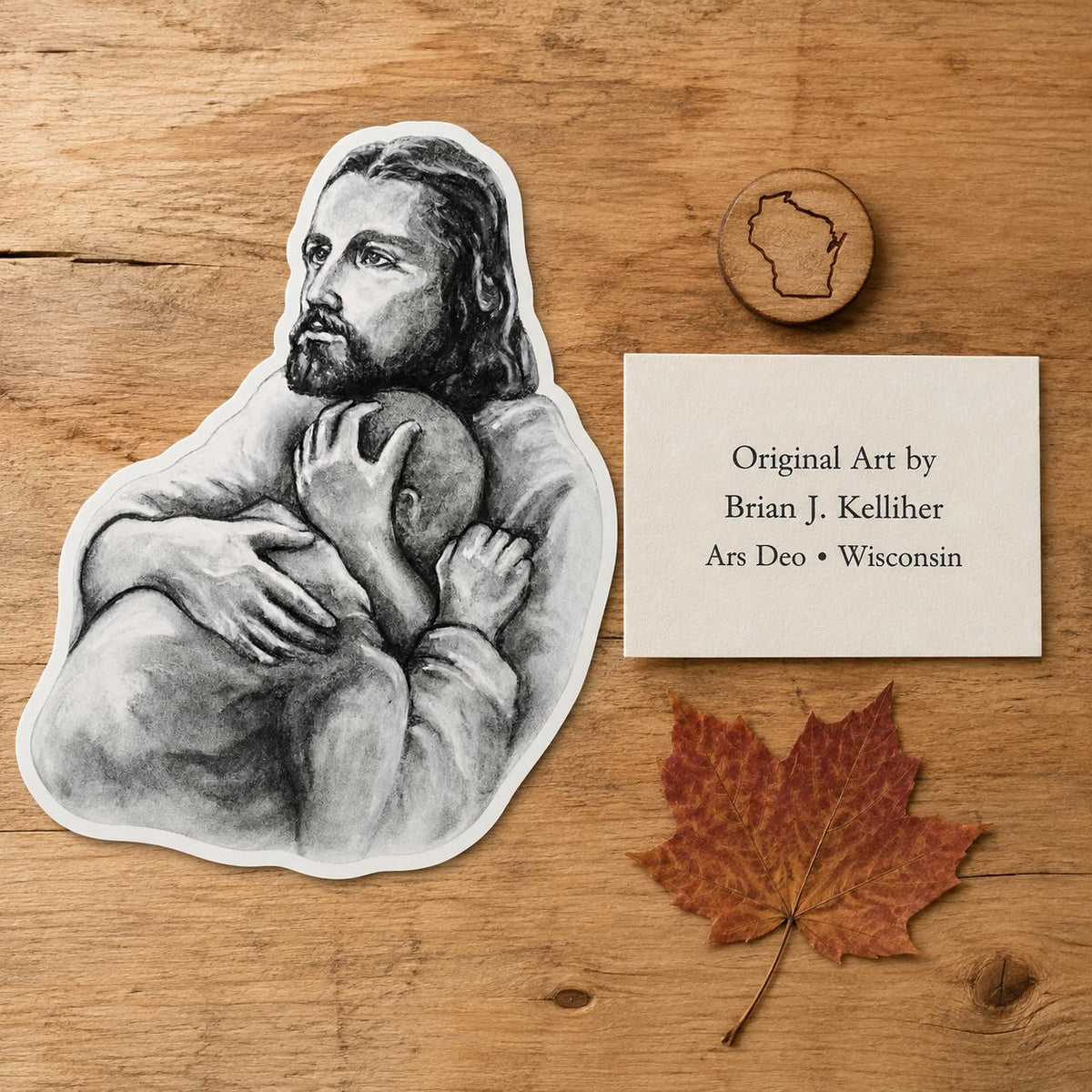 Jesus Comforting the Suffering Soul Sticker | Sacred Art by Brian Kelliher, Ars Deo