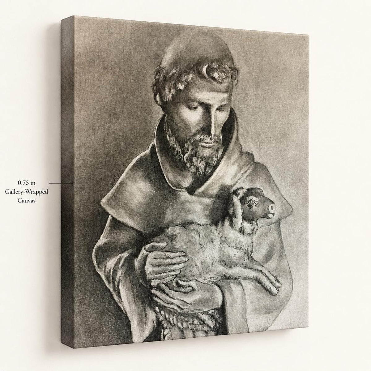 Saint Francis with Lamb canvas print — additional product photo