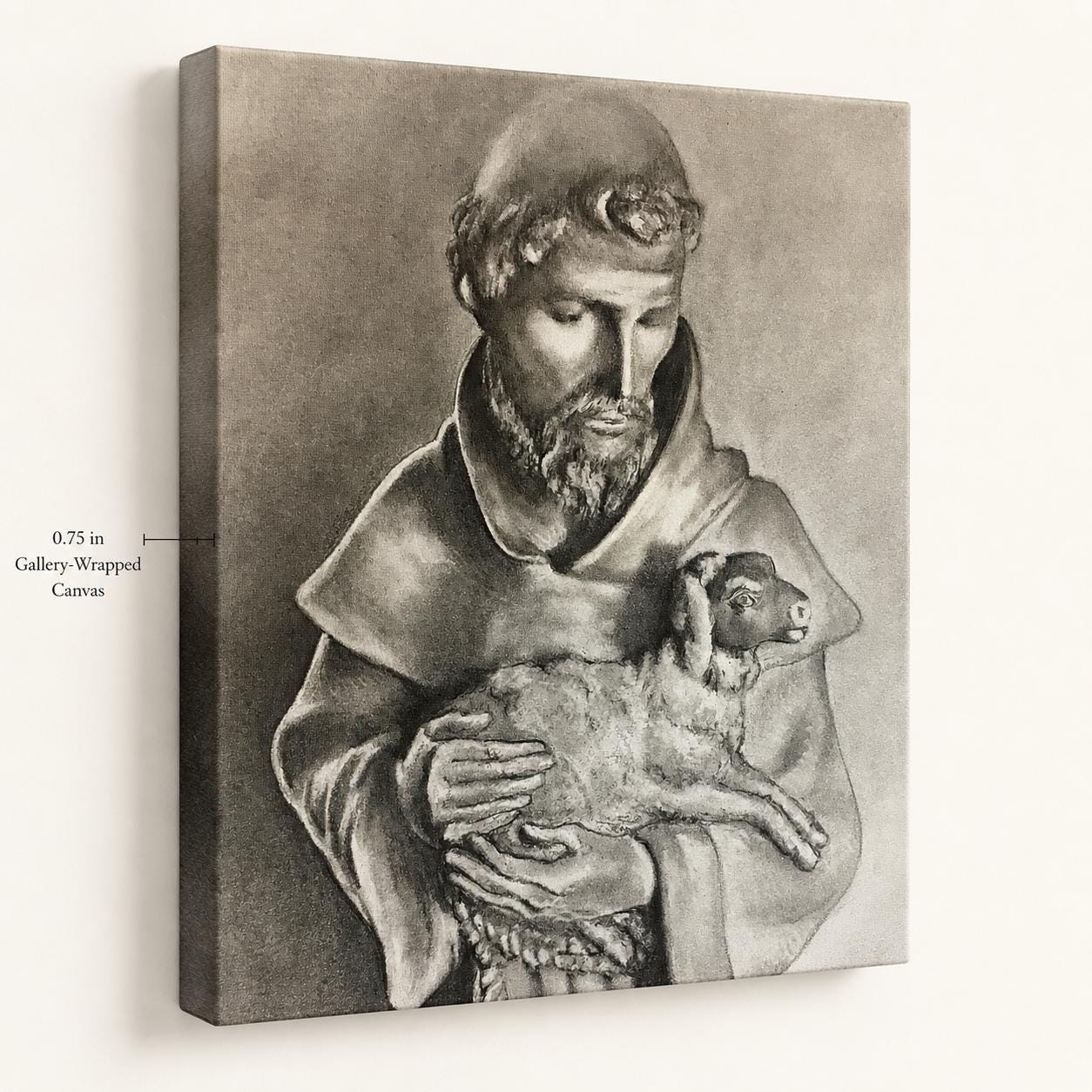Saint Francis with Lamb canvas print — additional product photo