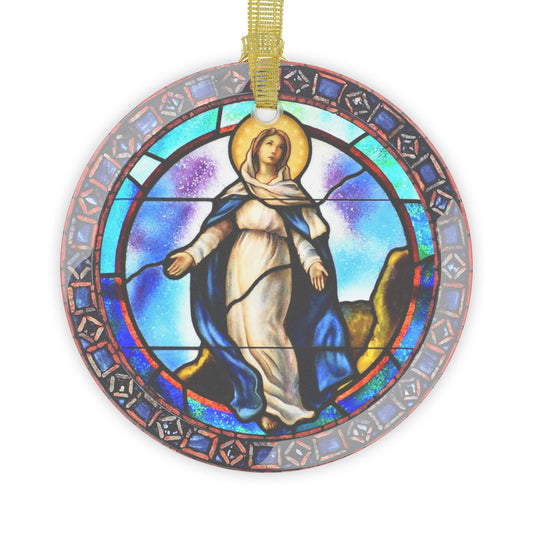 Our Lady of the Immaculate Conception Glass Ornament Virgin Mary Christmas Gift for Mom Wife Grandma, Religious Tree Trimming