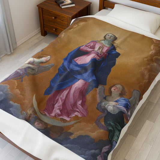 Immaculate Conception Fuzzy Blanket, Catholic Christmas Gift