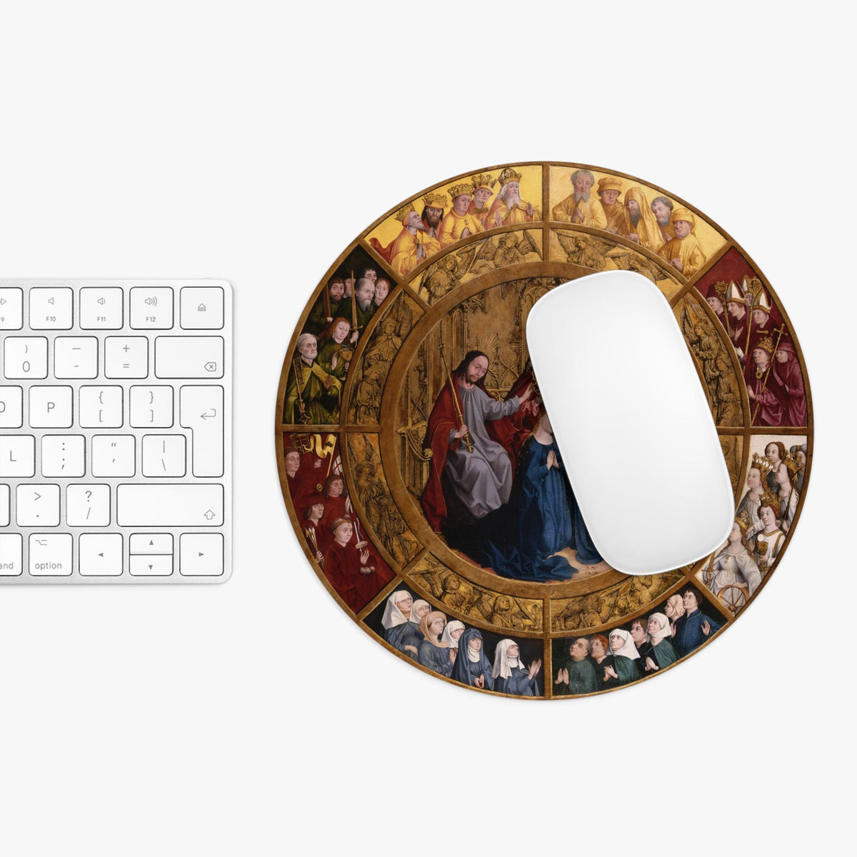 Mary Coronation Mouse Pad, Catholic Gothic Office Decor