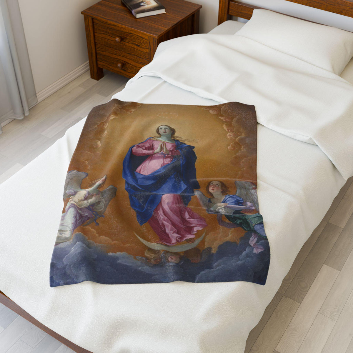 Immaculate Conception Fuzzy Blanket, Catholic Christmas Gift