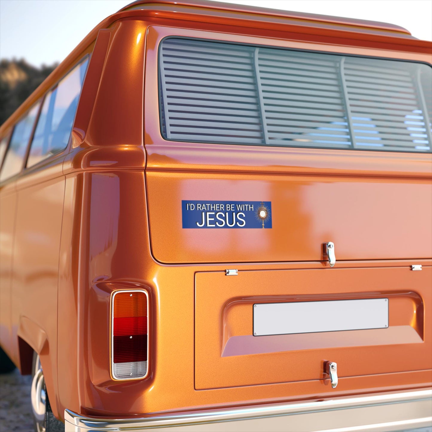 I'd rather be with Jesus, Catholic Bumper Sticker, Adoration of Jesus, The New Evangelism, monstrance art, catholic evangelization