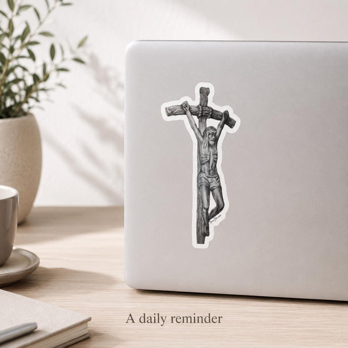 Catholic Crucifix Sticker Jesus Christ Pope JPII Ars Deo Sacred Art by Brian J Kelliher Vinyl Decal Catholic Gift Car Laptop Waterbottle