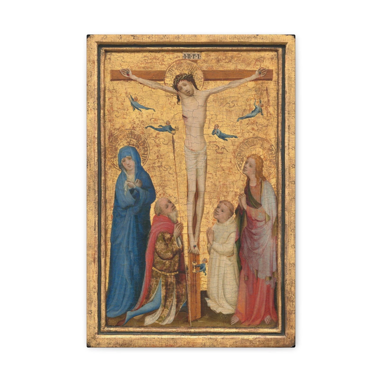 Medieval Crucifixion Printed Canvas from The Crucifixion ca 1390* Catholic Sacred Art featuring Christ and His Mother Mary at the cross