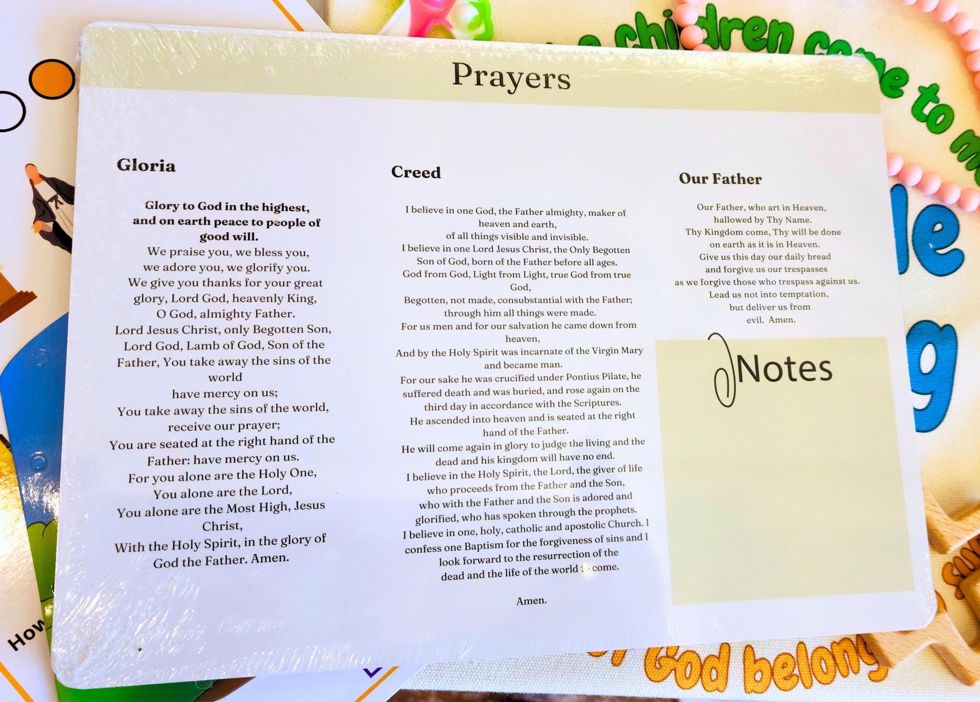 Catholic Mass bag for toddlers with board book, dry-erase board, and fidget toy — Catholic gift from Glory Be Gifts – view 3