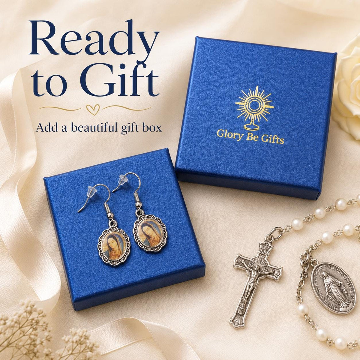 Catholic saint medal earrings — additional product photo