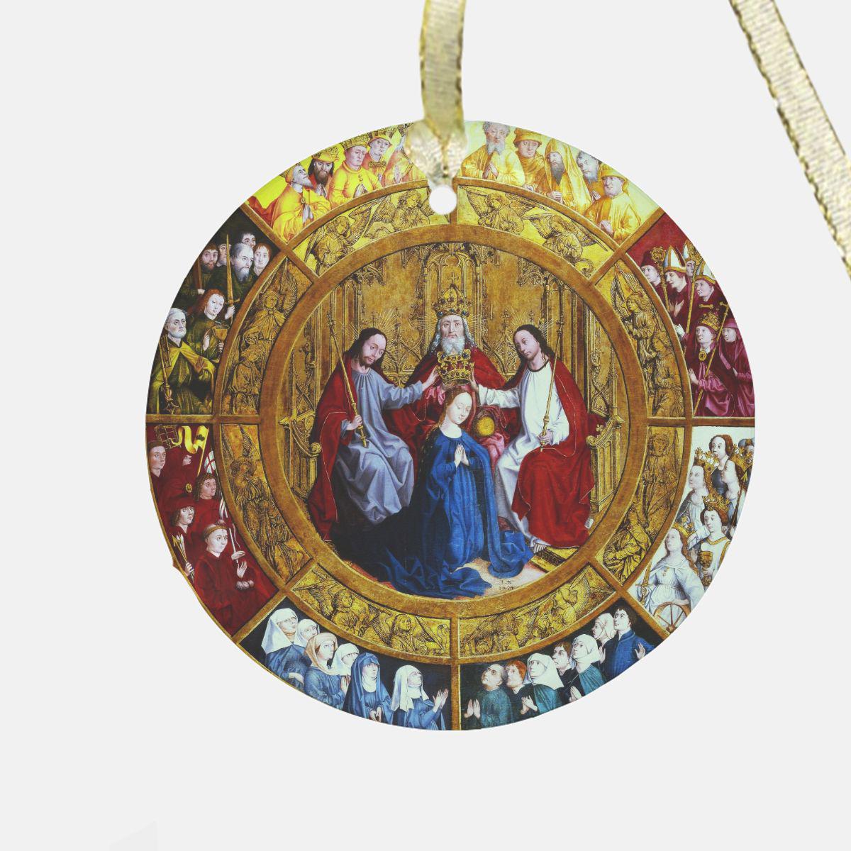 The Coronation of Mary Catholic Glass Christmas Ornament