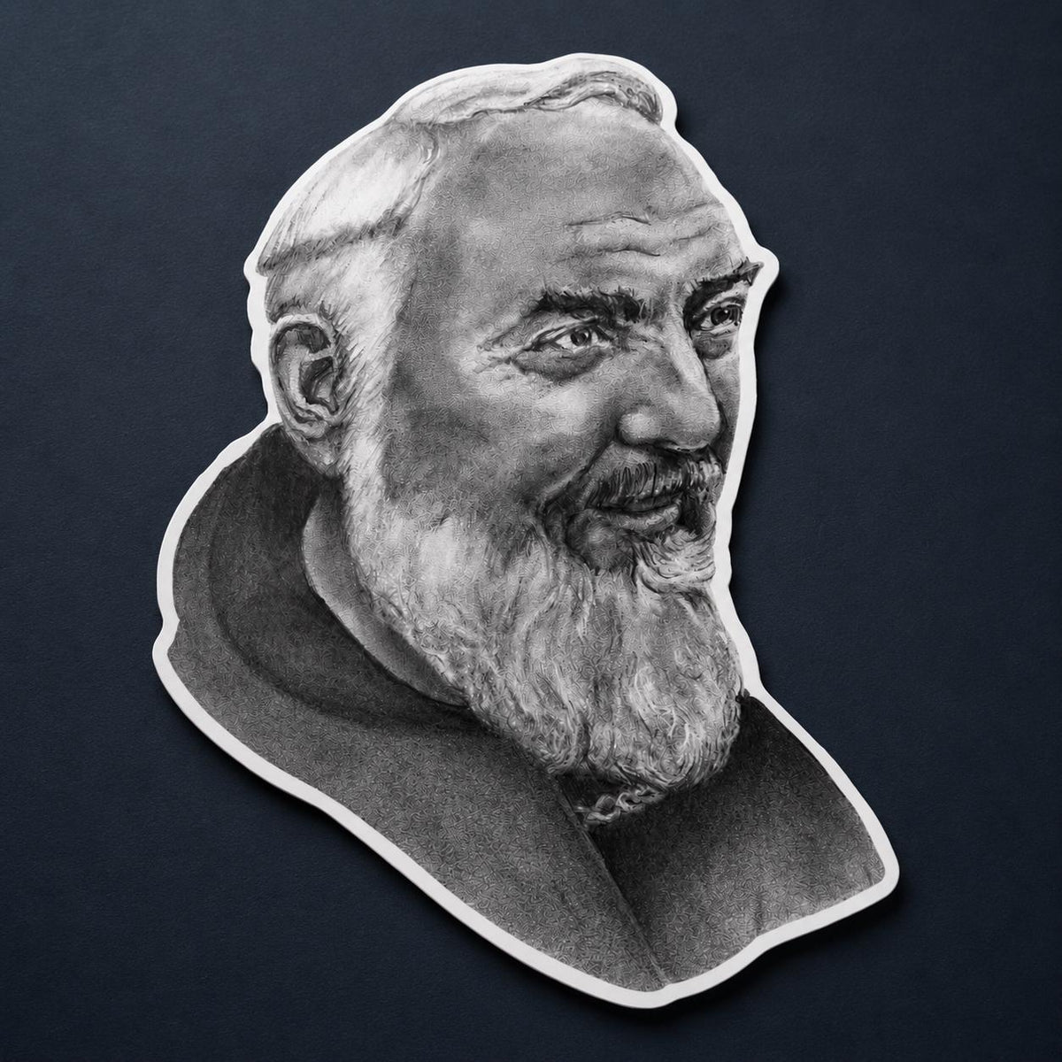 Padre Pio sticker, Catholic saint portrait sacred art decal — Catholic gift from Glory Be Gifts
