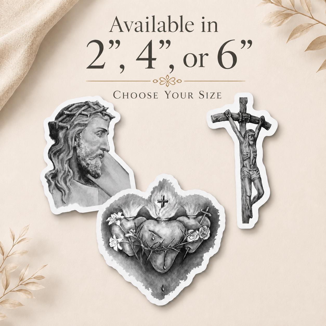 Sacred Hearts Crucifix Magnet Bundle, Catholic Ars Deo Set