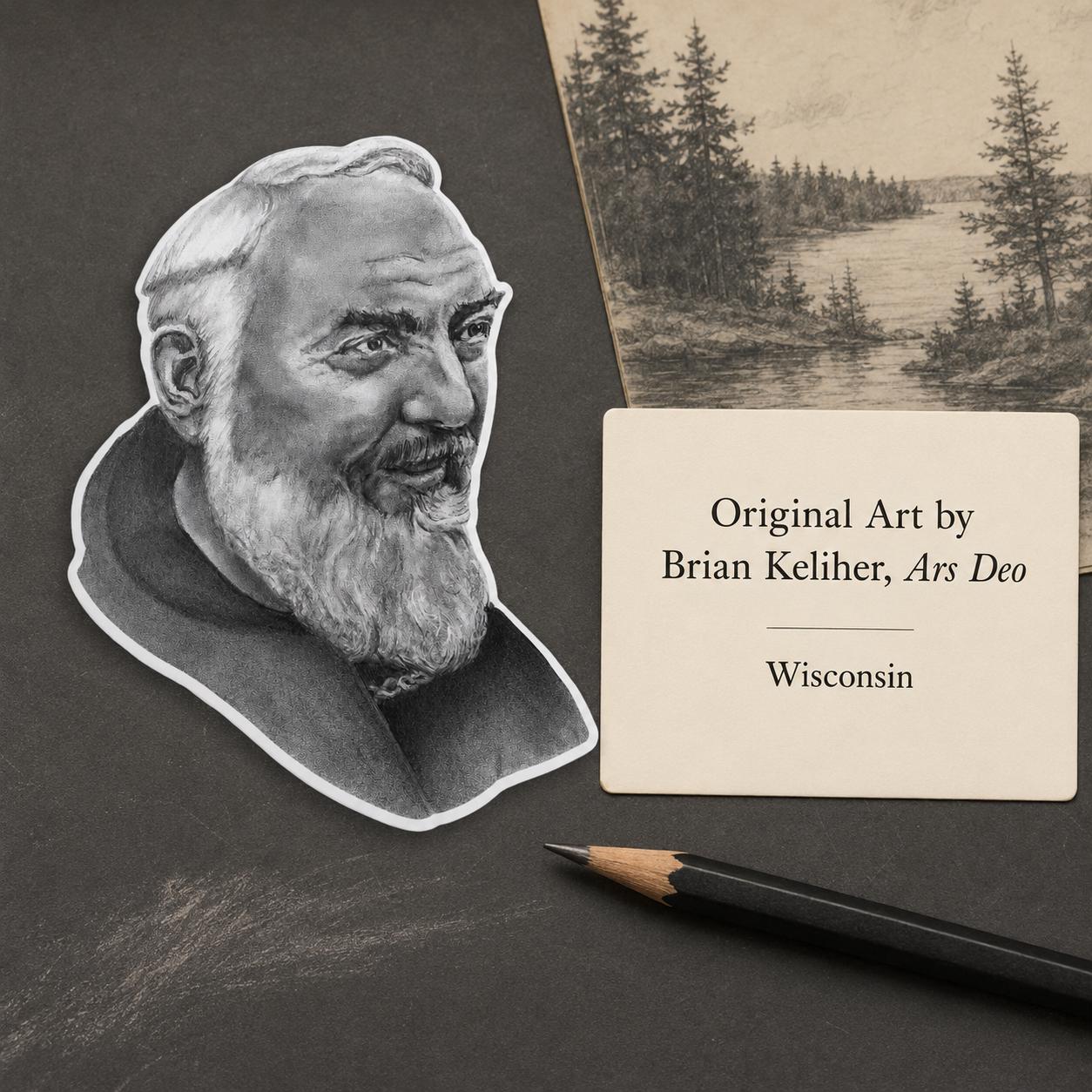 Padre Pio sticker, Catholic saint portrait sacred art decal — Catholic gift from Glory Be Gifts – view 8