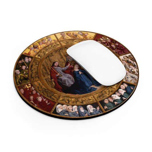 Catholic Mouse Pad Gift, Mary Coronation as Queen of HeavenGothic Art Design, Office Decor, Unique Gift, Vintage Style, Gaming Accessory