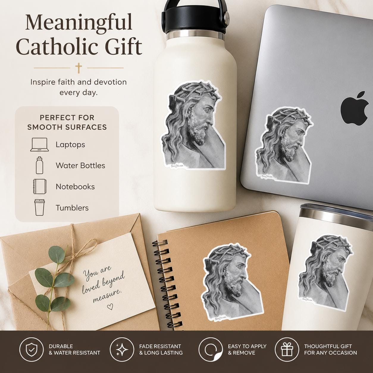 Shoulder the Cross Sticker, Catholic Sacred Art by Ars Deo