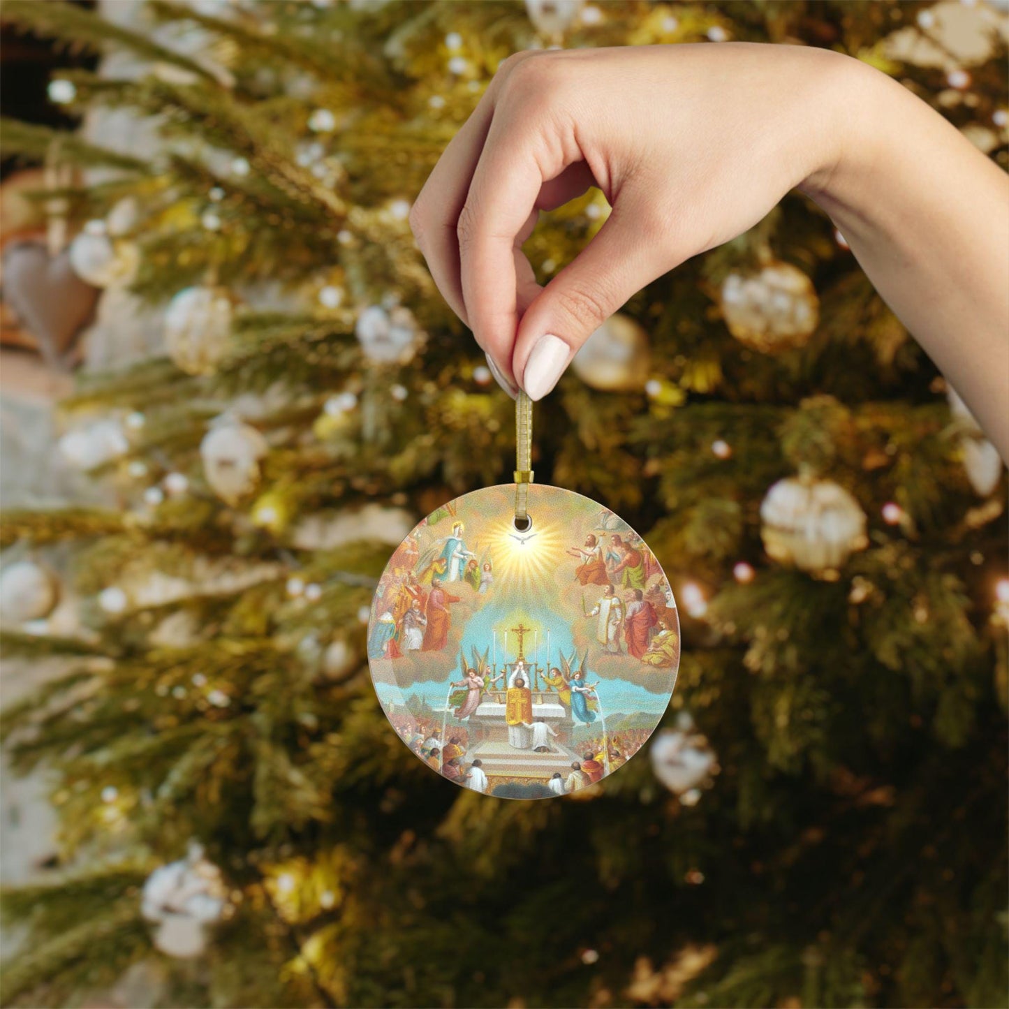 Catholic Mass Glass Ornament, Eucharist Christmas Gift
