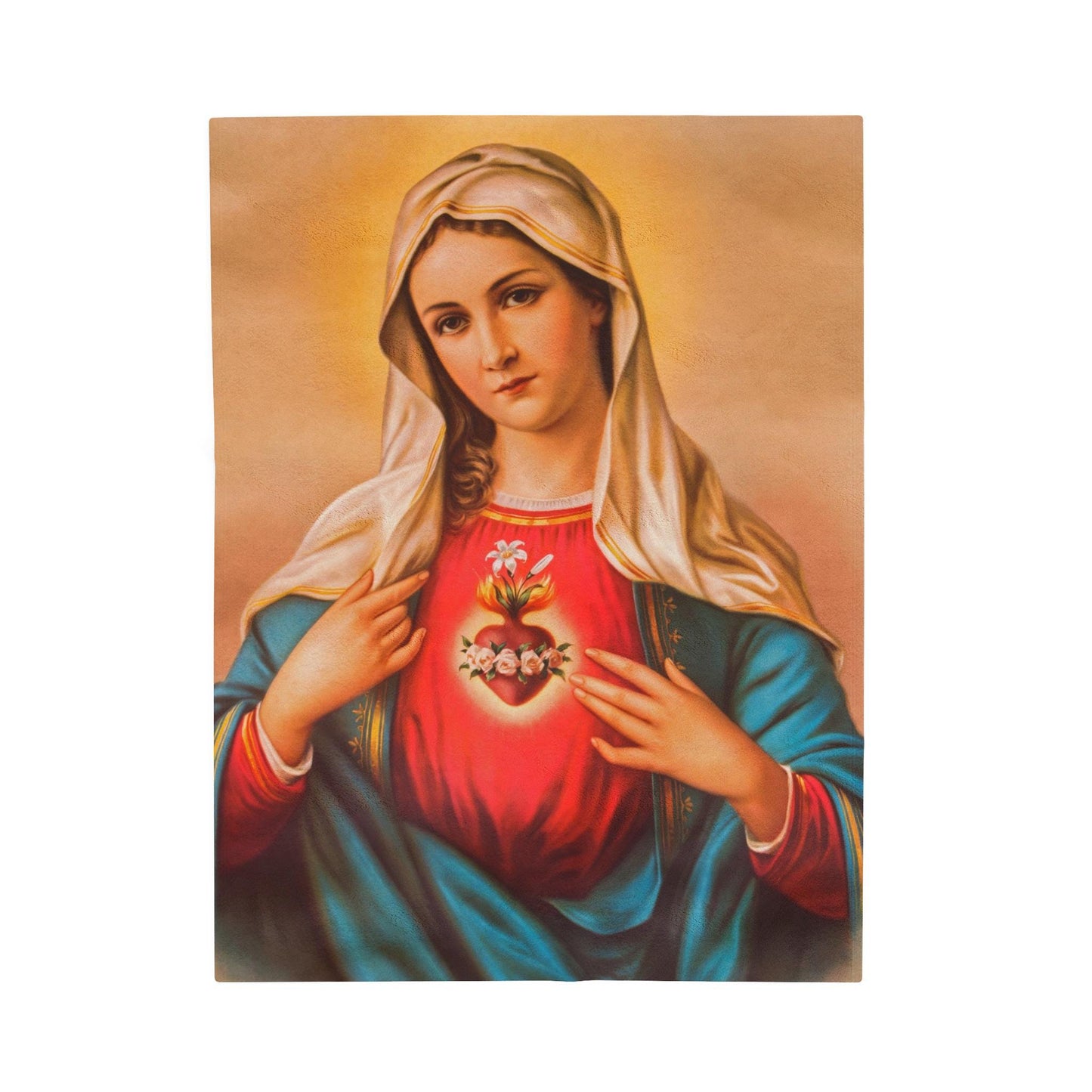 Immaculate Heart of Mary Plush Blanket, Marian Catholic Gift