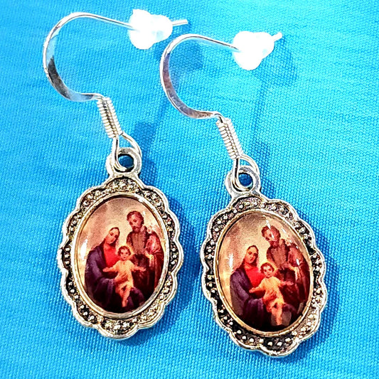 Holy Family dangle earrings — Catholic gift from Glory Be Gifts