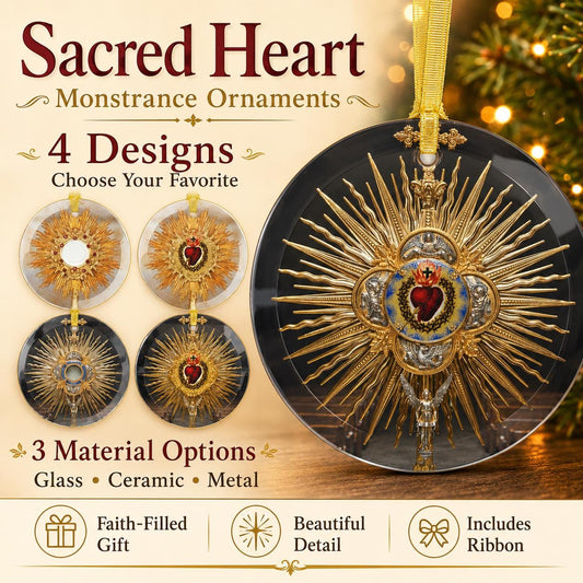 Catholic Christmas Ornament, Sacred Heart of Jesus, Monstrance Glass Ornament, Gift for Mom Grandma, Eucharistic Adoration Gift, Catholic