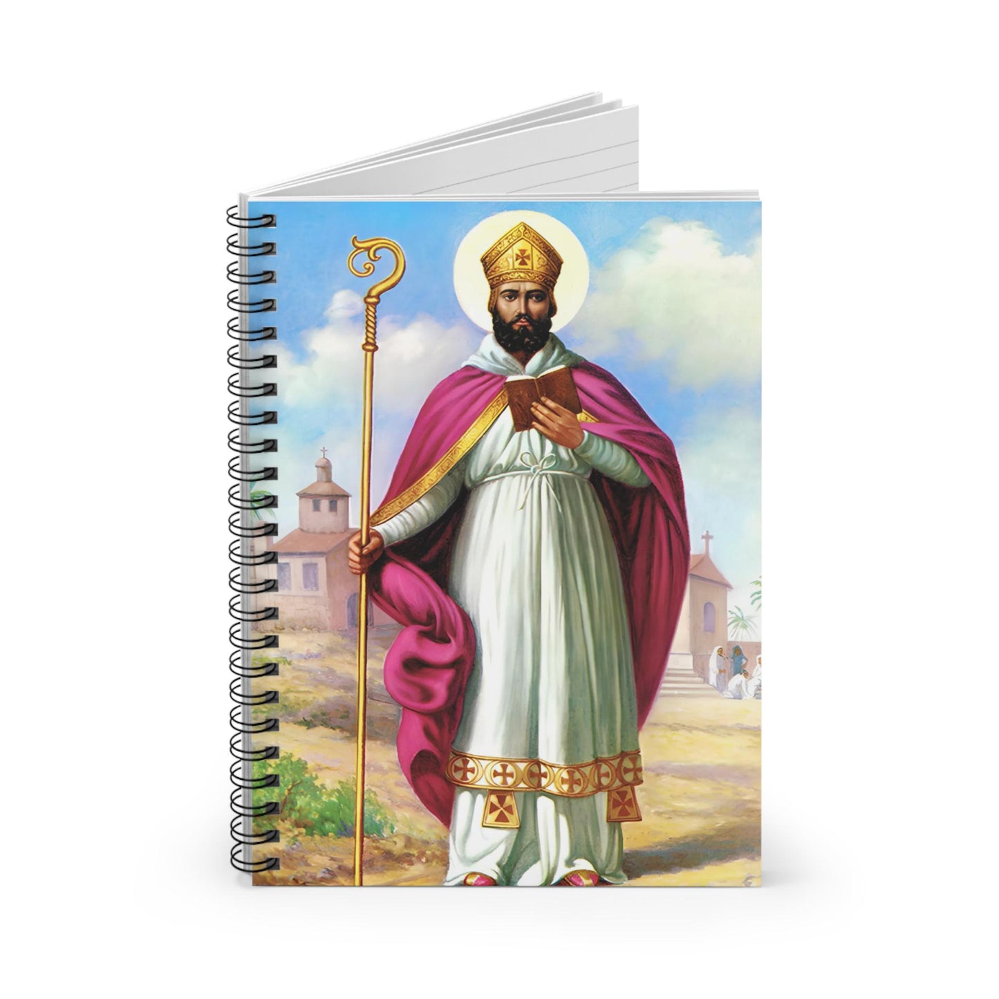 Saint Cyprian Confirmation journal, ruled Catholic adoration notebook — Catholic gift from Glory Be Gifts – view 2