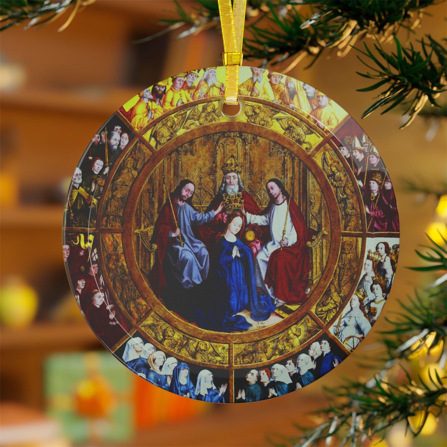 The Coronation of Mary Catholic Glass Christmas Ornament