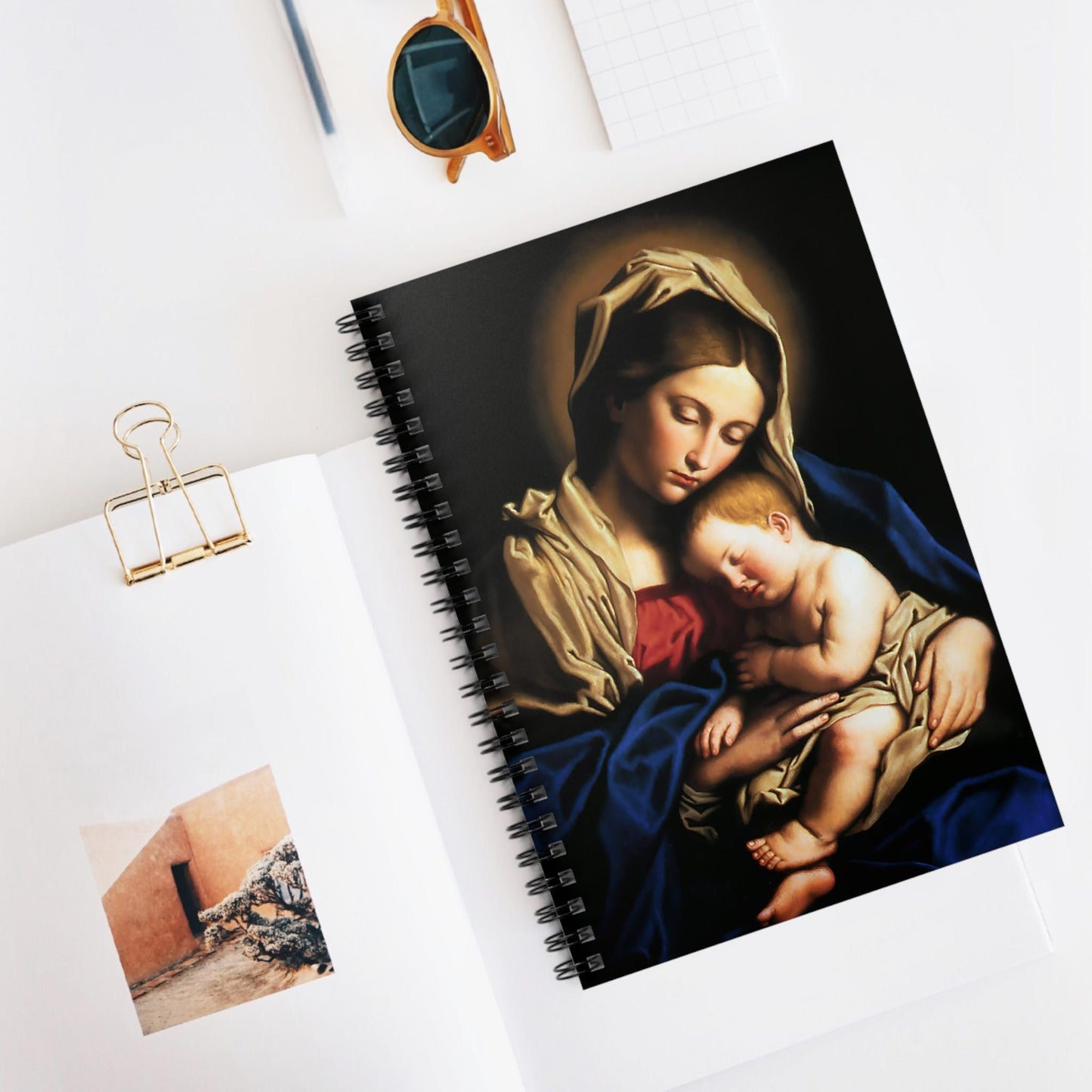 Religious Spiral Notebook - Ruled Line, Mother of God, Mary and Jesus, Catholic