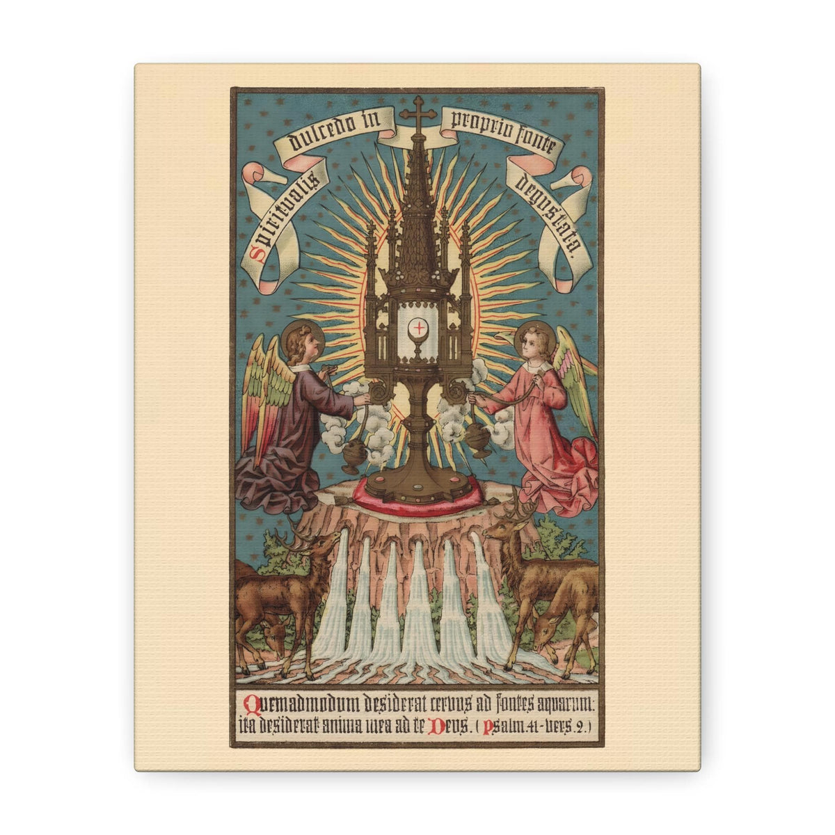 Eucharistic Adoration Canvas Print, Catholic Monstrance Prayer Altar Art