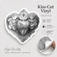Three Hearts sticker of the Holy Family — Sacred Heart of Jesus, Immaculate Heart of Mary, Chaste Heart of Joseph — sacred art by Brian Kelliher, Catholic gift from Glory Be Gifts – view 3
