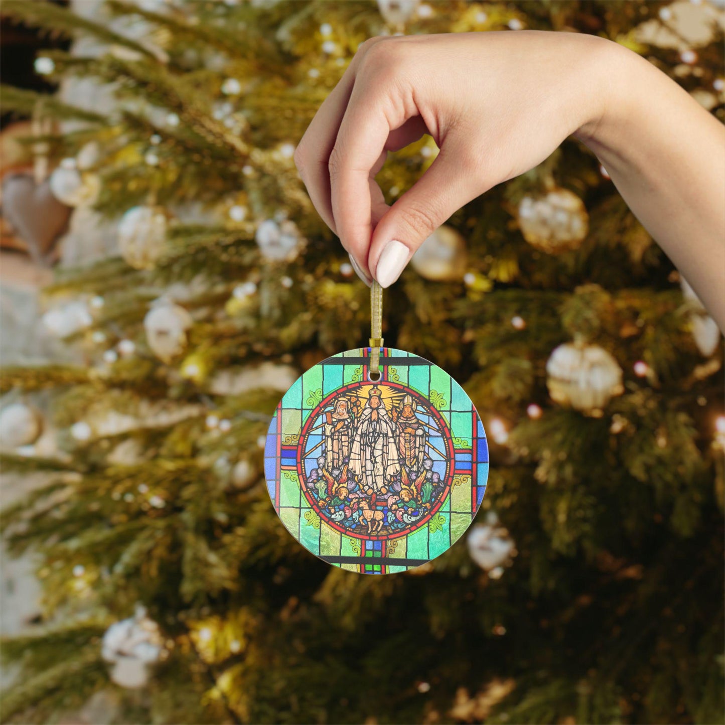 Our Lady of Knock glass ornament — additional product photo