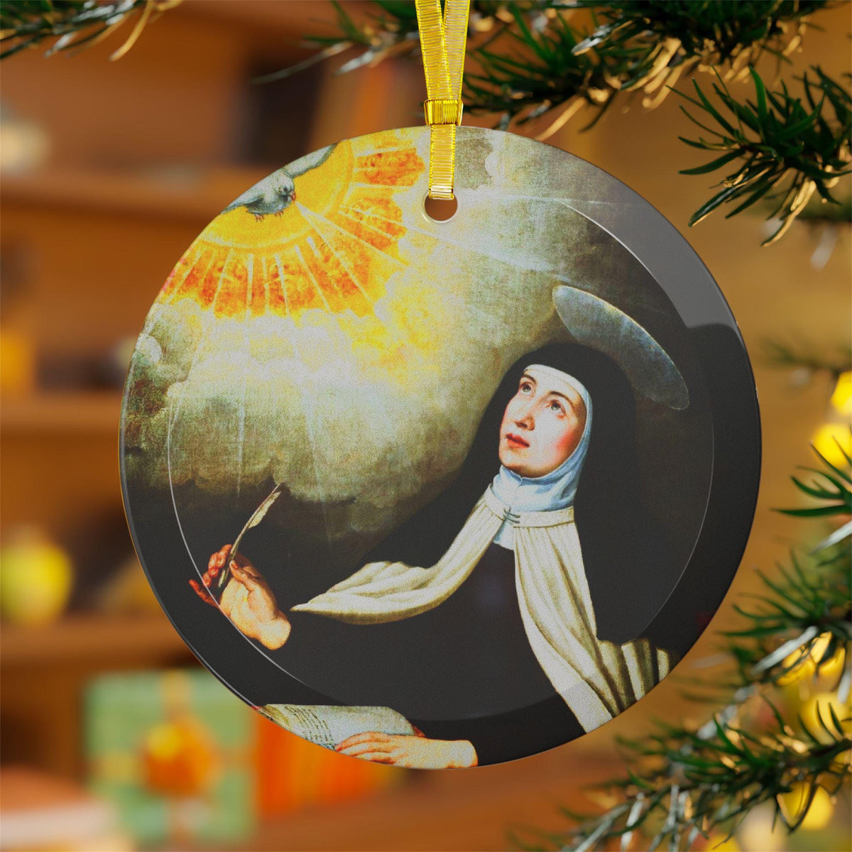 St. Teresa of Avila Glass Catholic Ornament