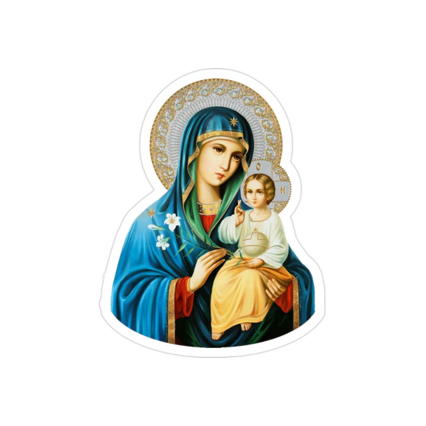 Jesus and Mary Icon Sticker | Catholic Water Bottle Decal