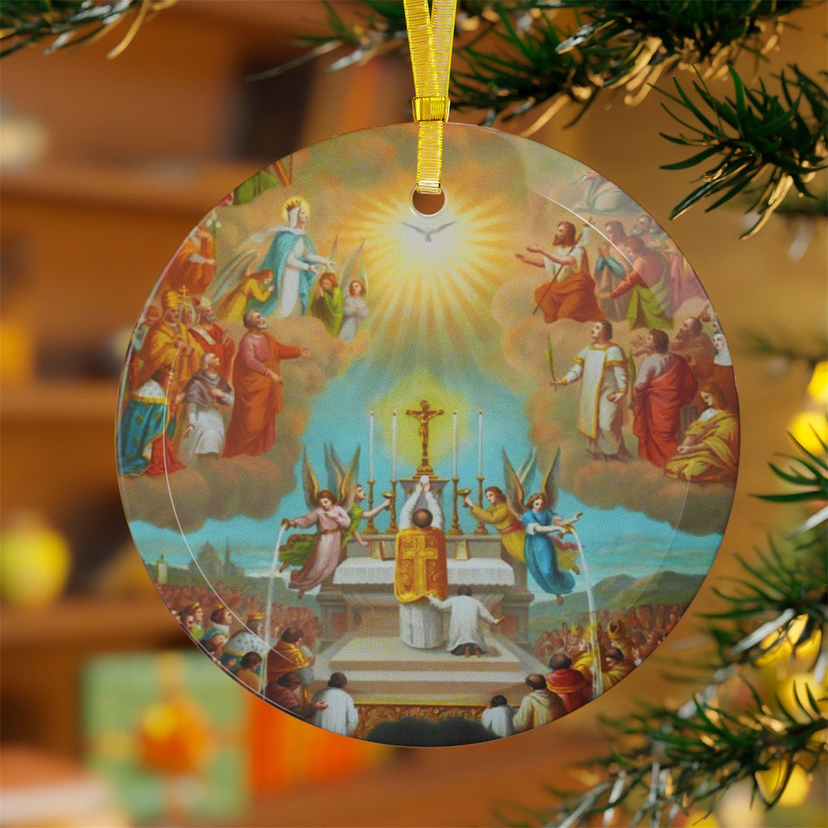 Catholic Mass Glass Ornament, Eucharist Christmas Gift